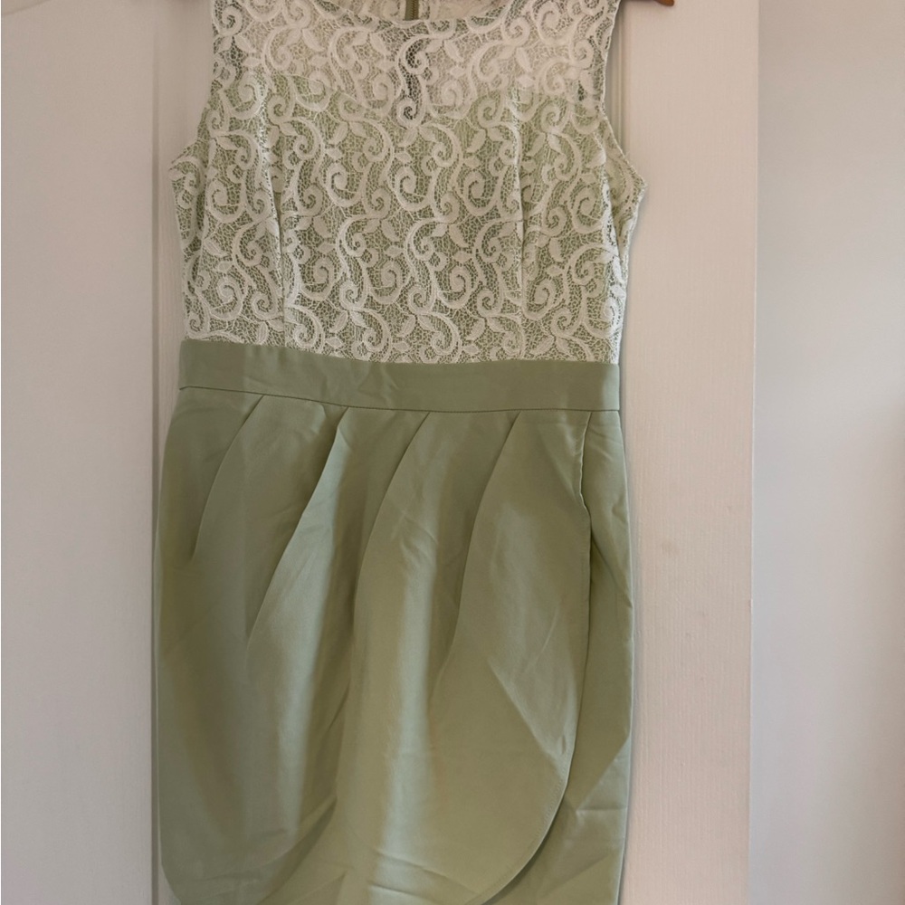 Elegant Lace Top Green Dress
